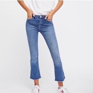 Free People Straight Leg Raw Hem High Waist Cropped Jeans Size 30